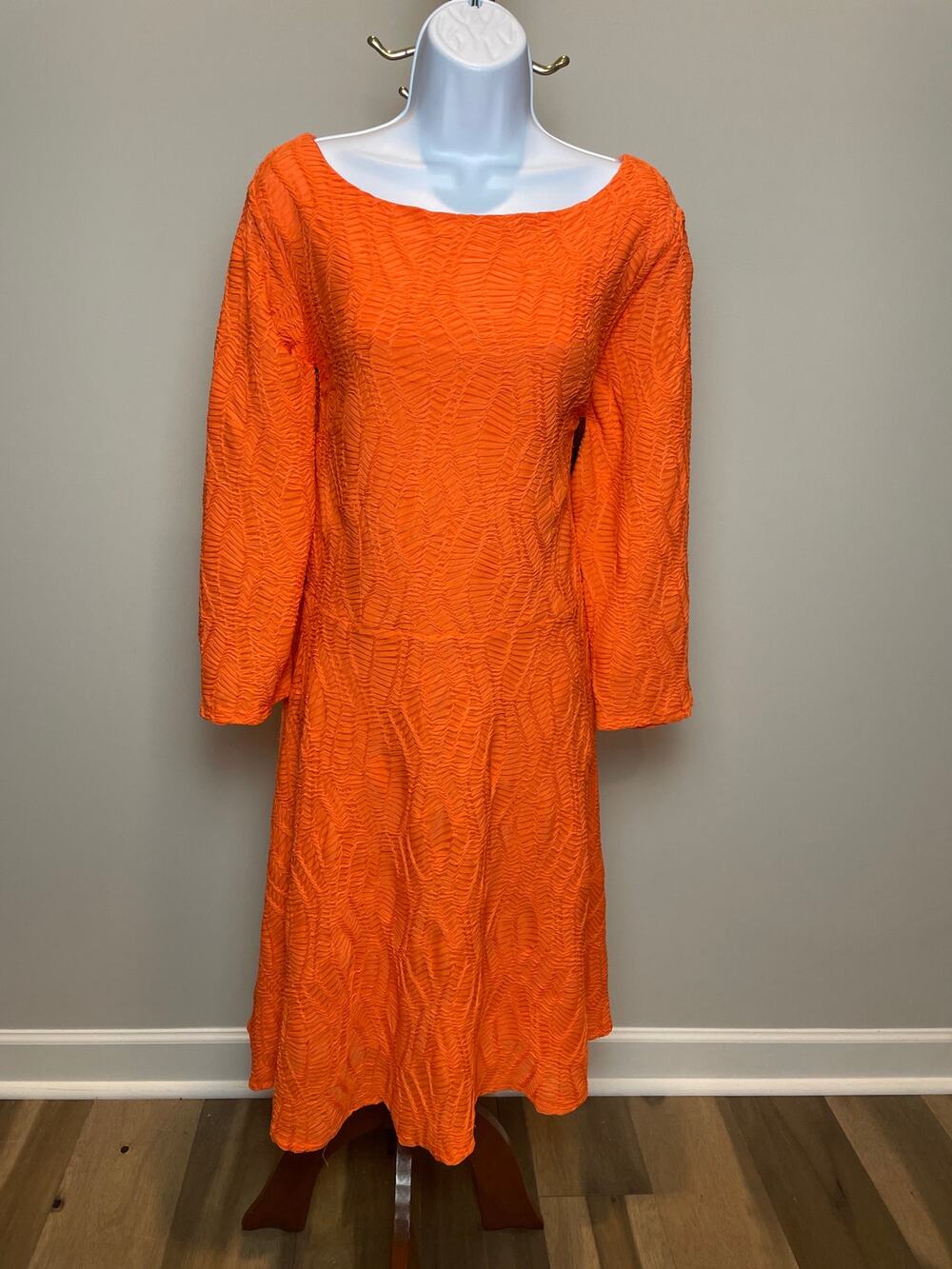 Ashley Stewart Dress Size 18/20W Orange Textured Long Sleeve Lined New With Tag